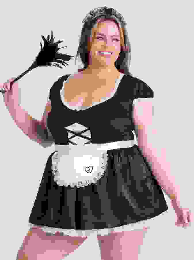 Lovehoney Fantasy Plus Size French Maid Luxe Costume, Black, hi-res